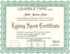 Typing Certificate